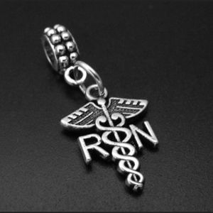 RN nurse silver Charms Beads for Bracelet fits European and pandora bracelets